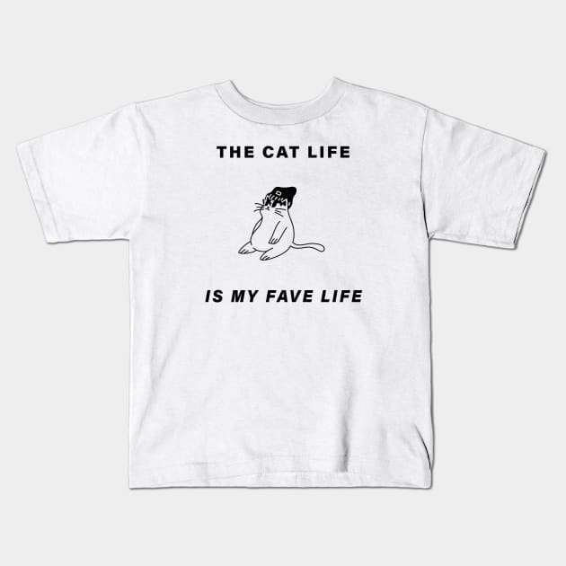 The Cat Life is My Fave Life Black and White Kids T-Shirt by BiancaEm